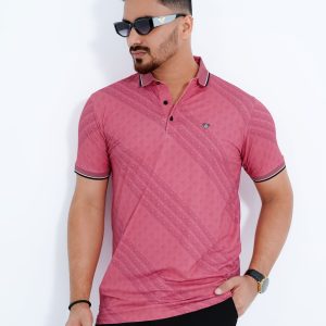 Men's Premium Pink Textured China Stitch Polo Shirt