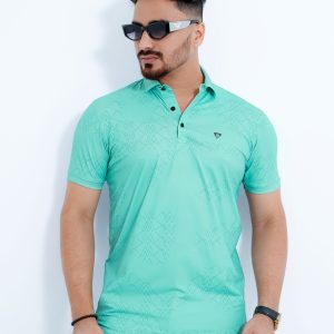 Men's Premium Mint Green Textured China Stitch Polo Shirt