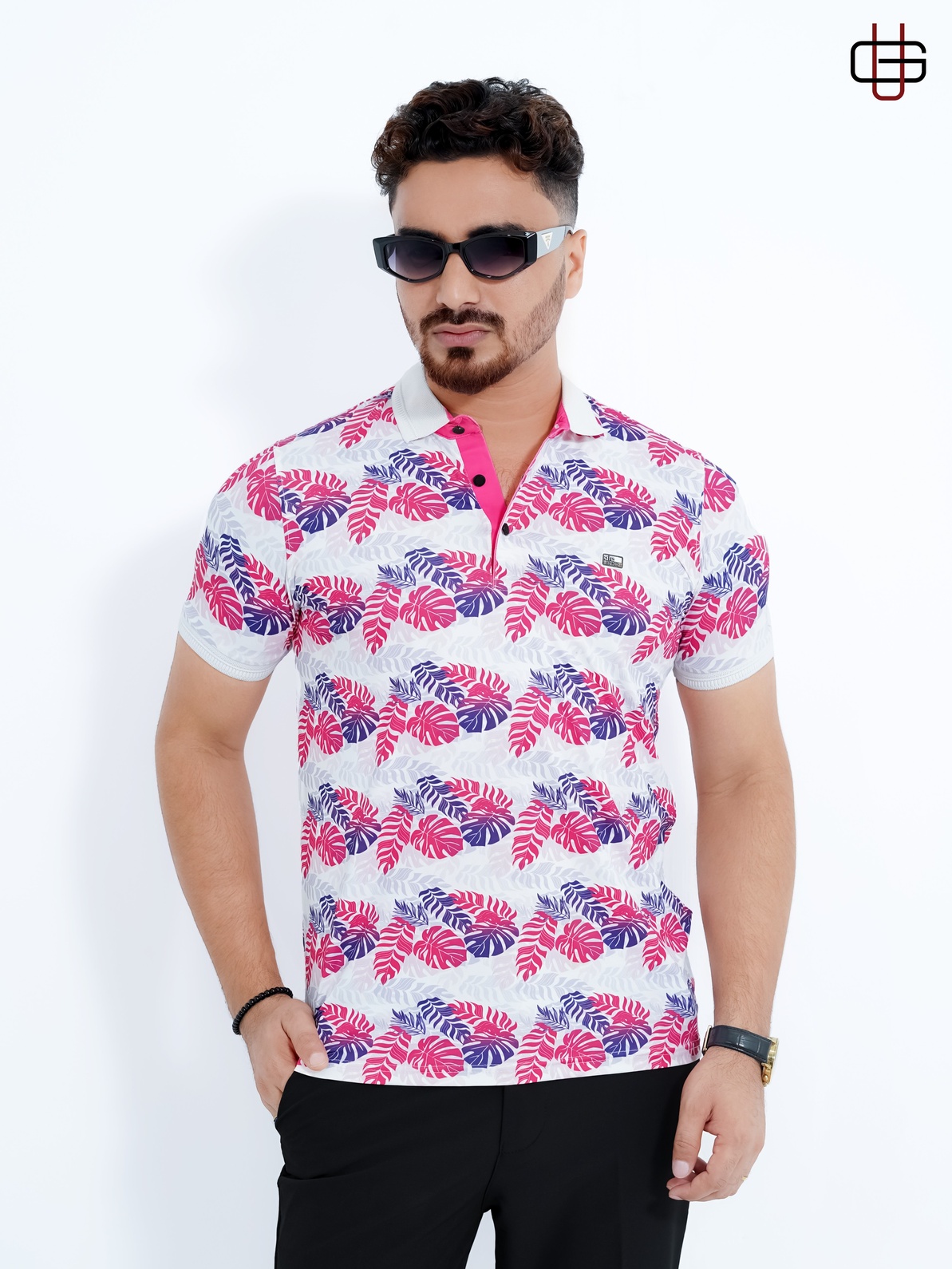 Men's Premium Tropical Leaf Printed China Shirt